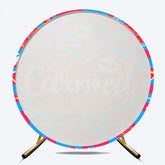 Aperturee - Aperturee Pop Art Lip Balm Inspired Round Backdrop Red Lips and Checkered Pattern Fun and Colorful Party Photo Booth